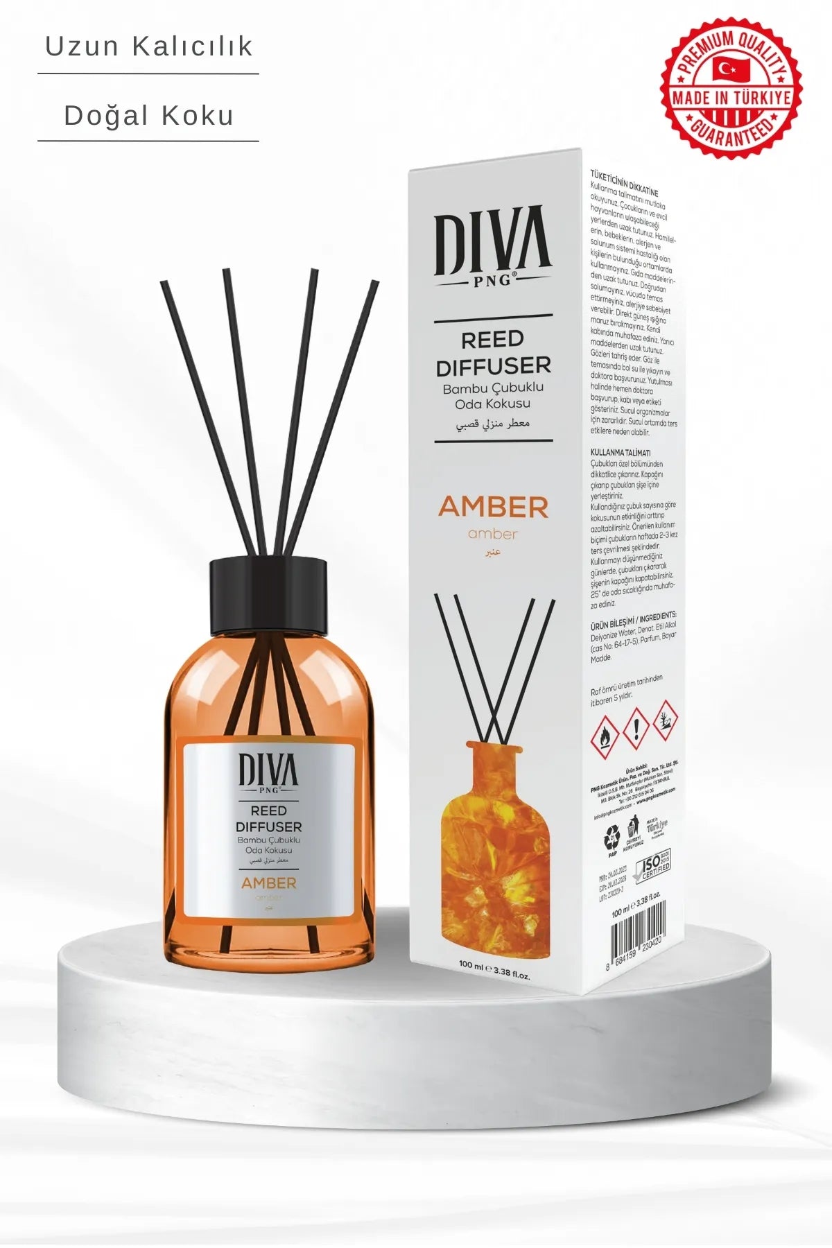 Amber Scented Reed Diffuser | Bamboo & Natural Refreshing Essence 100ml