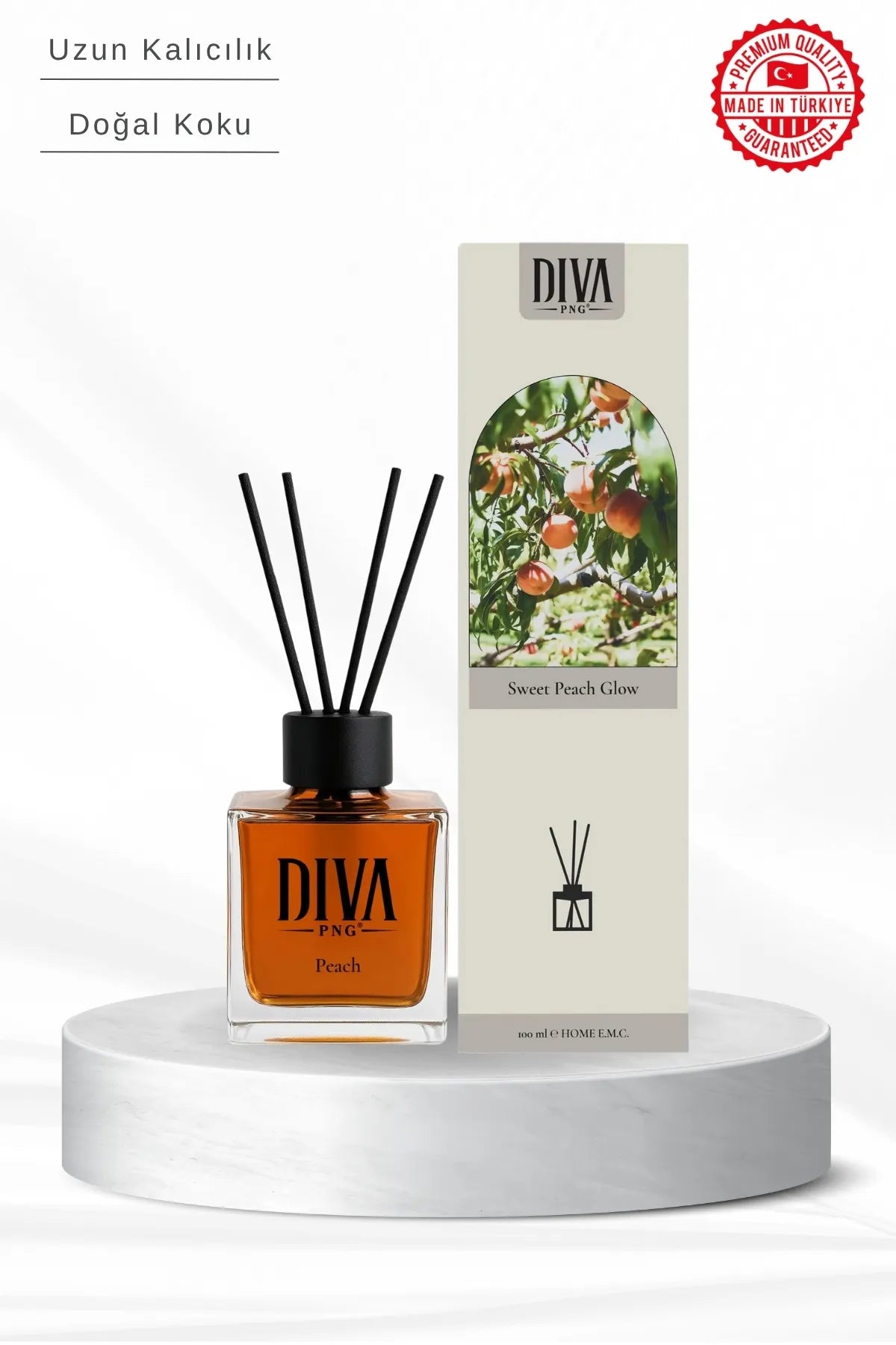 Peach Scented Square Bottle Stick Room Fragrance Premium Series 100 ml