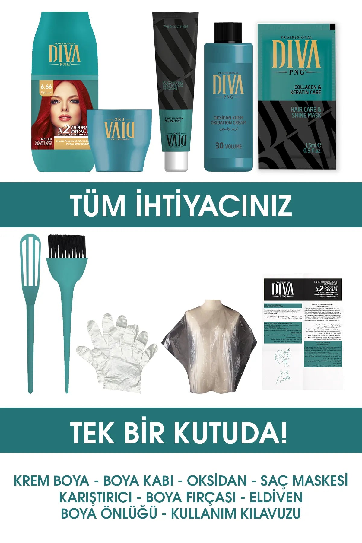 PNG DİVA 9 PIECE SET PAINT 100ML 7.8 BLACK BROWN