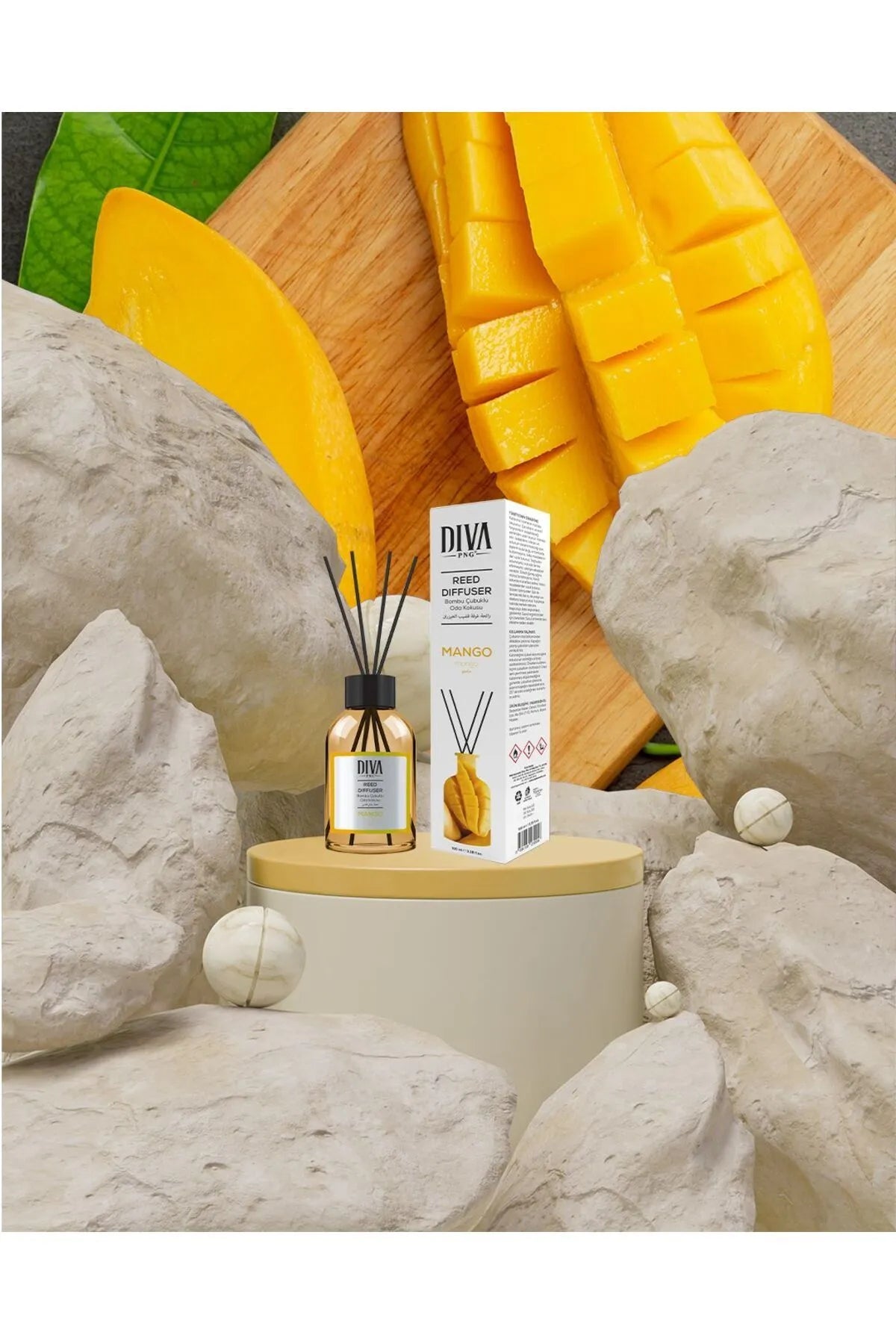 Mango Scented Reed Diffuser | Bamboo &amp; Natural Refreshing Essence 100ml