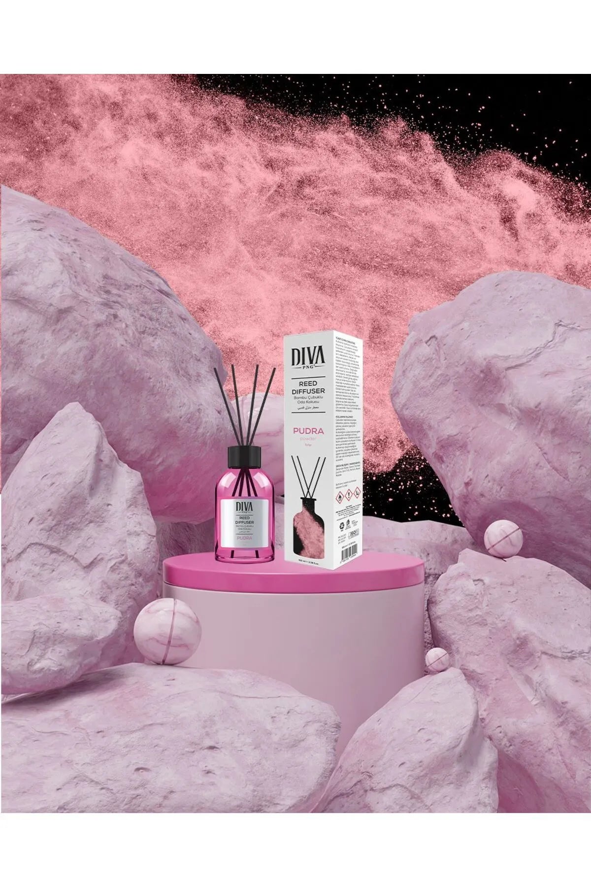 Powder Scented Stick Air Freshener | Bamboo &amp; Natural Refreshing Essence 100ml