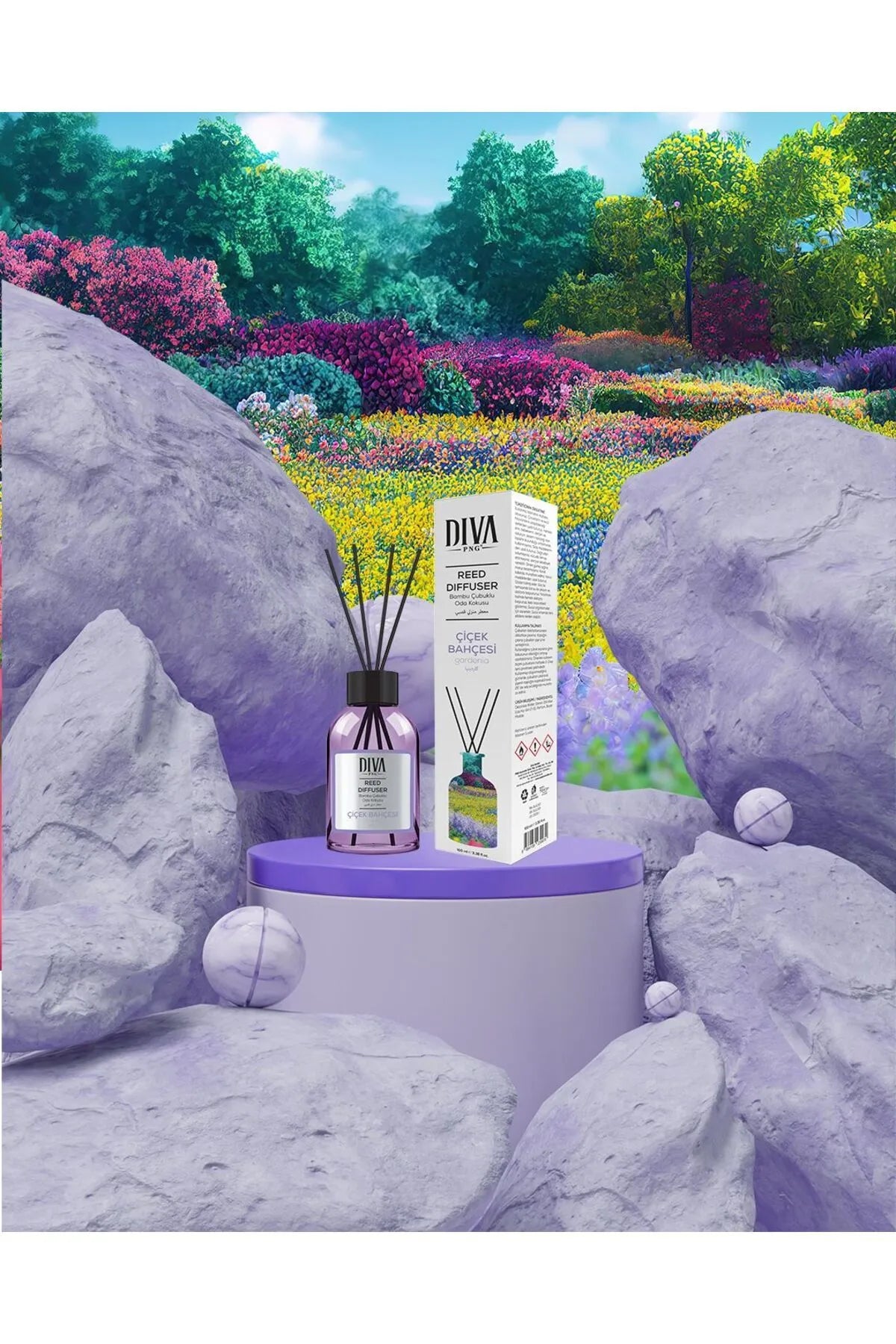 Gardenia Scented Reed Diffuser | Bamboo &amp; Natural Refreshing Essence 100ml