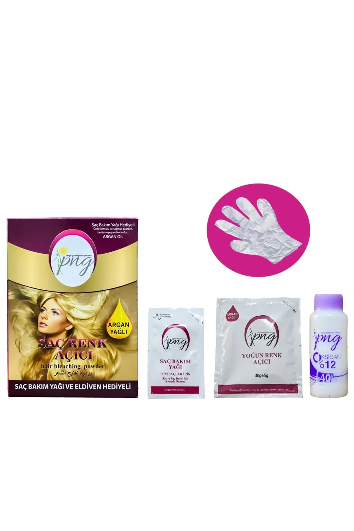 PNG Hair Lightening Professional Set – With Oxidant Cream &amp; Hair Care Oil 