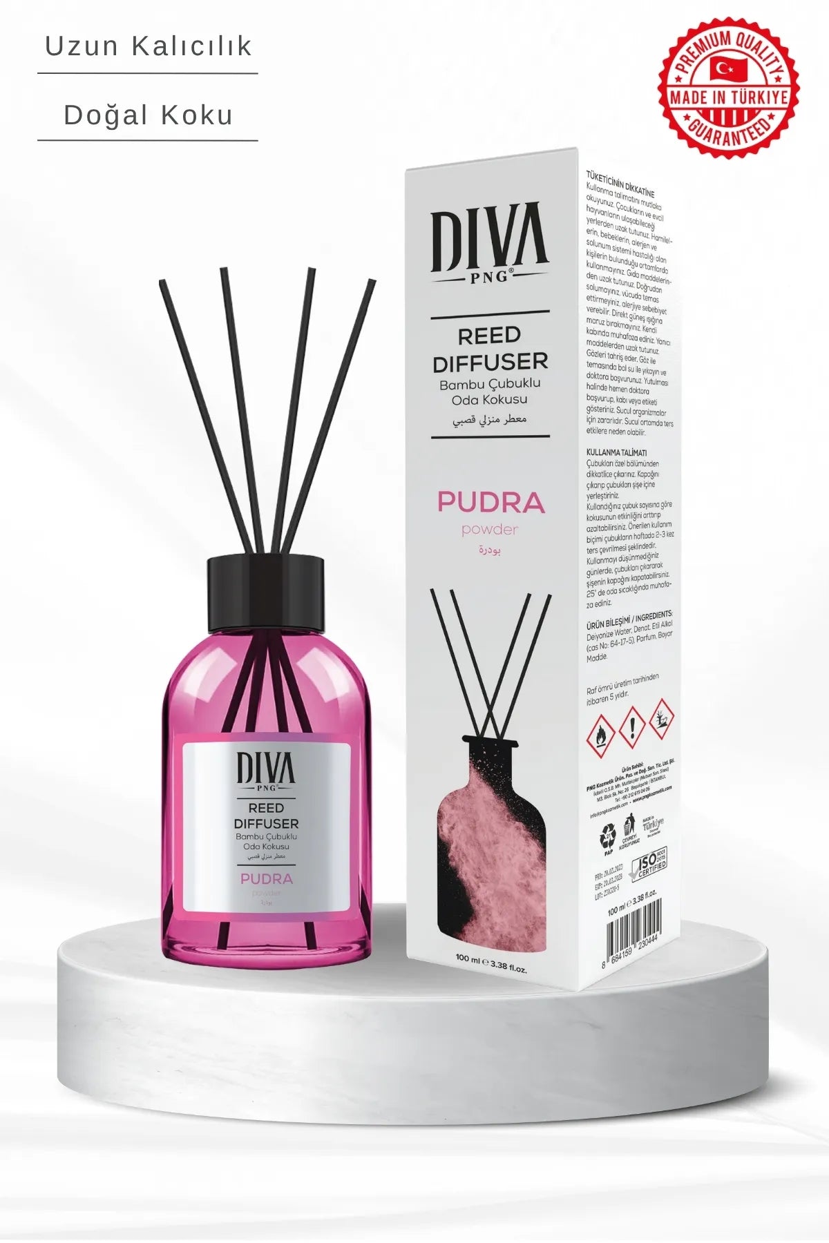 Powder Scented Stick Air Freshener | Bamboo &amp; Natural Refreshing Essence 100ml