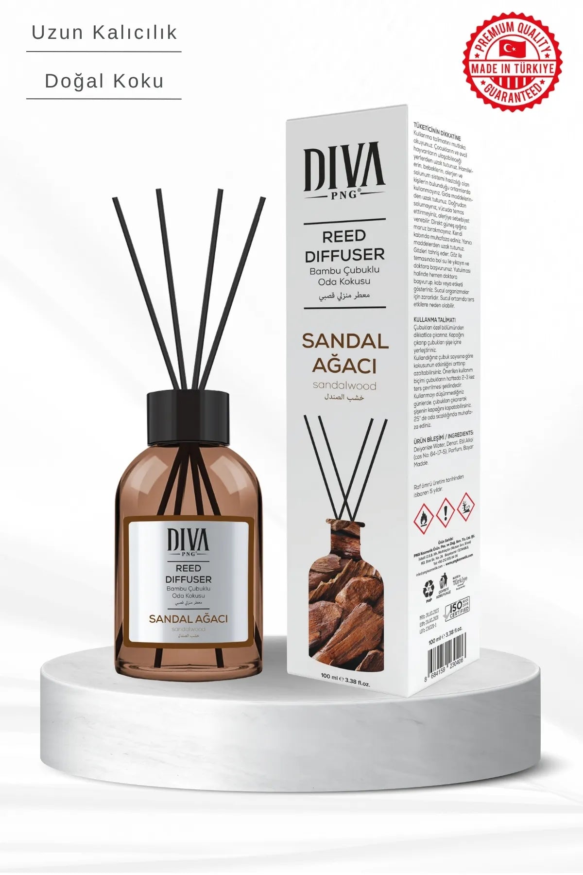 Sandalwood Scented Reed Diffuser | Bamboo &amp; Natural Refreshing Essence 100ml