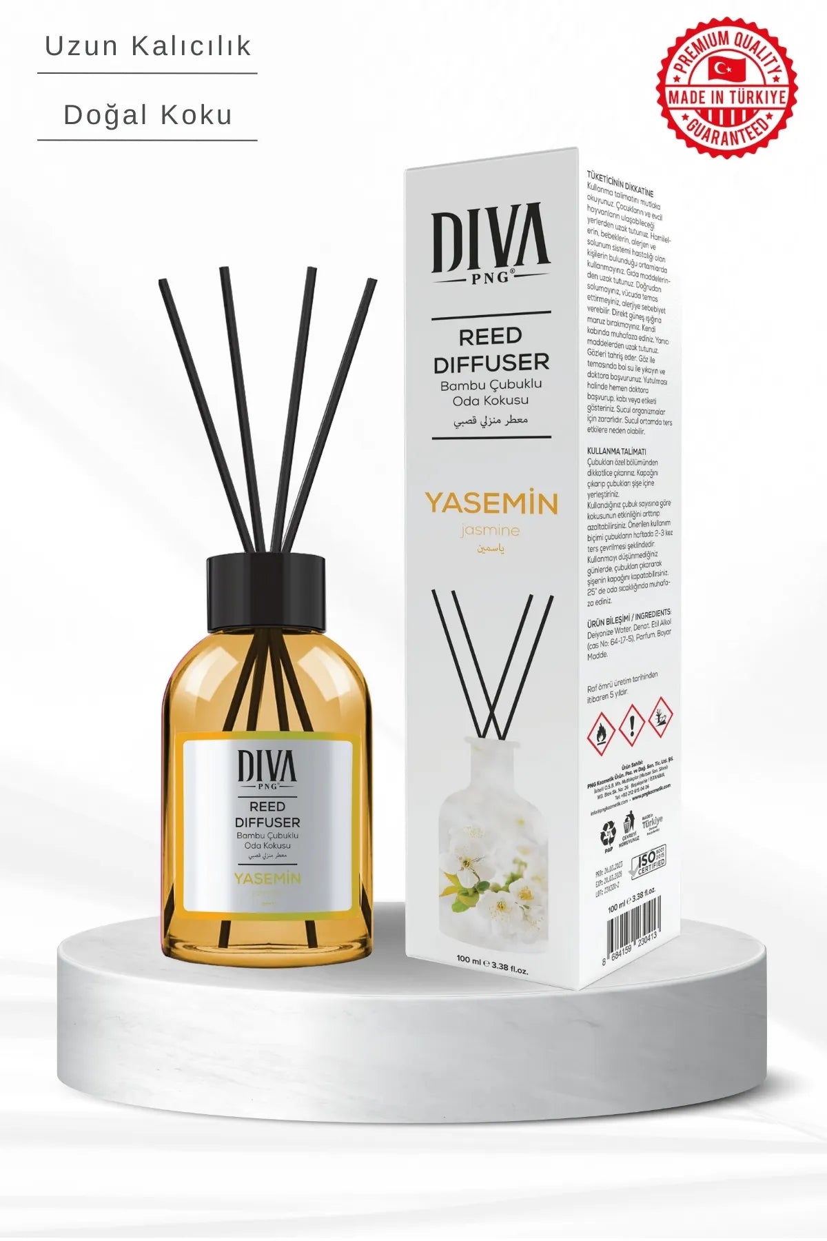 Jasmine Scented Reed Diffuser | Bamboo &amp; Natural Refreshing Essence 100ml