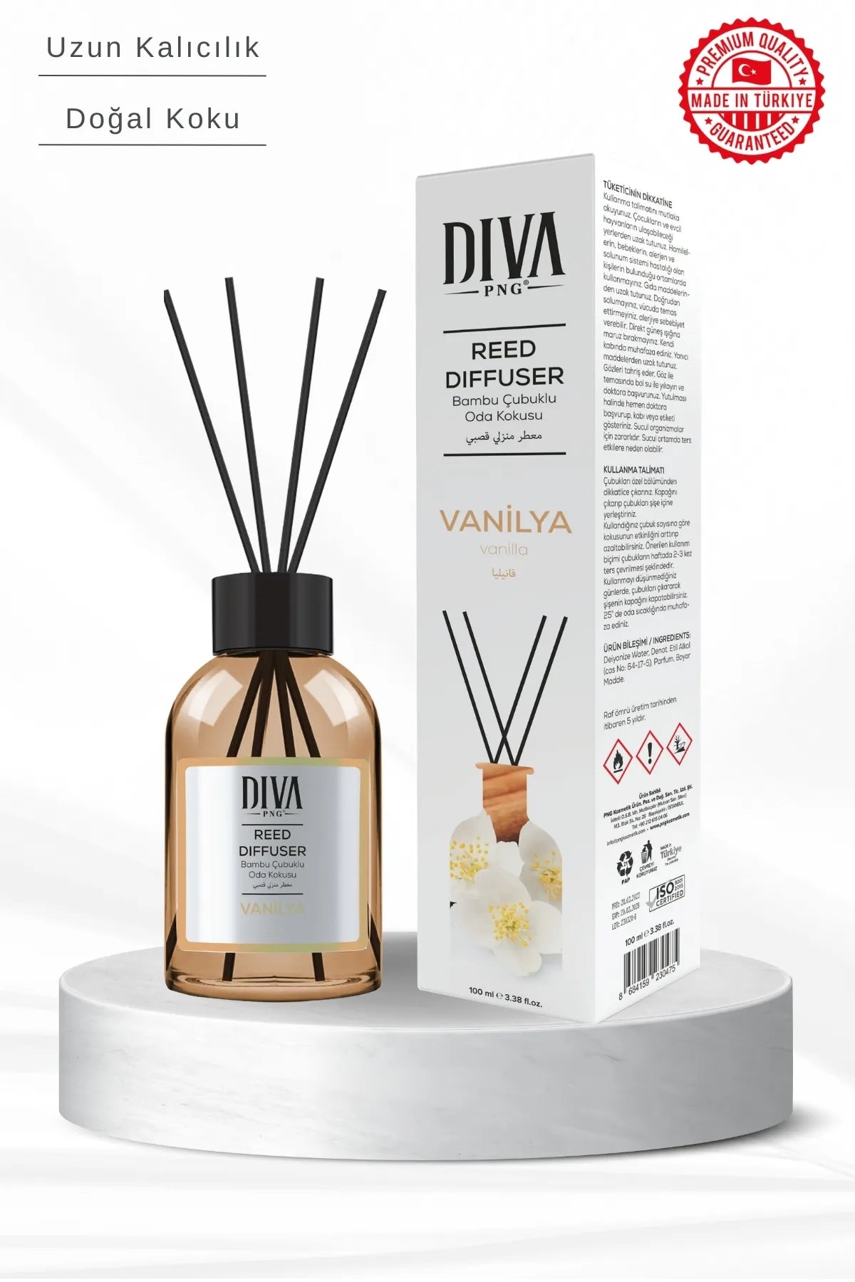 Vanilla Scented Reed Diffuser | Bamboo &amp; Natural Refreshing Essence 100ml