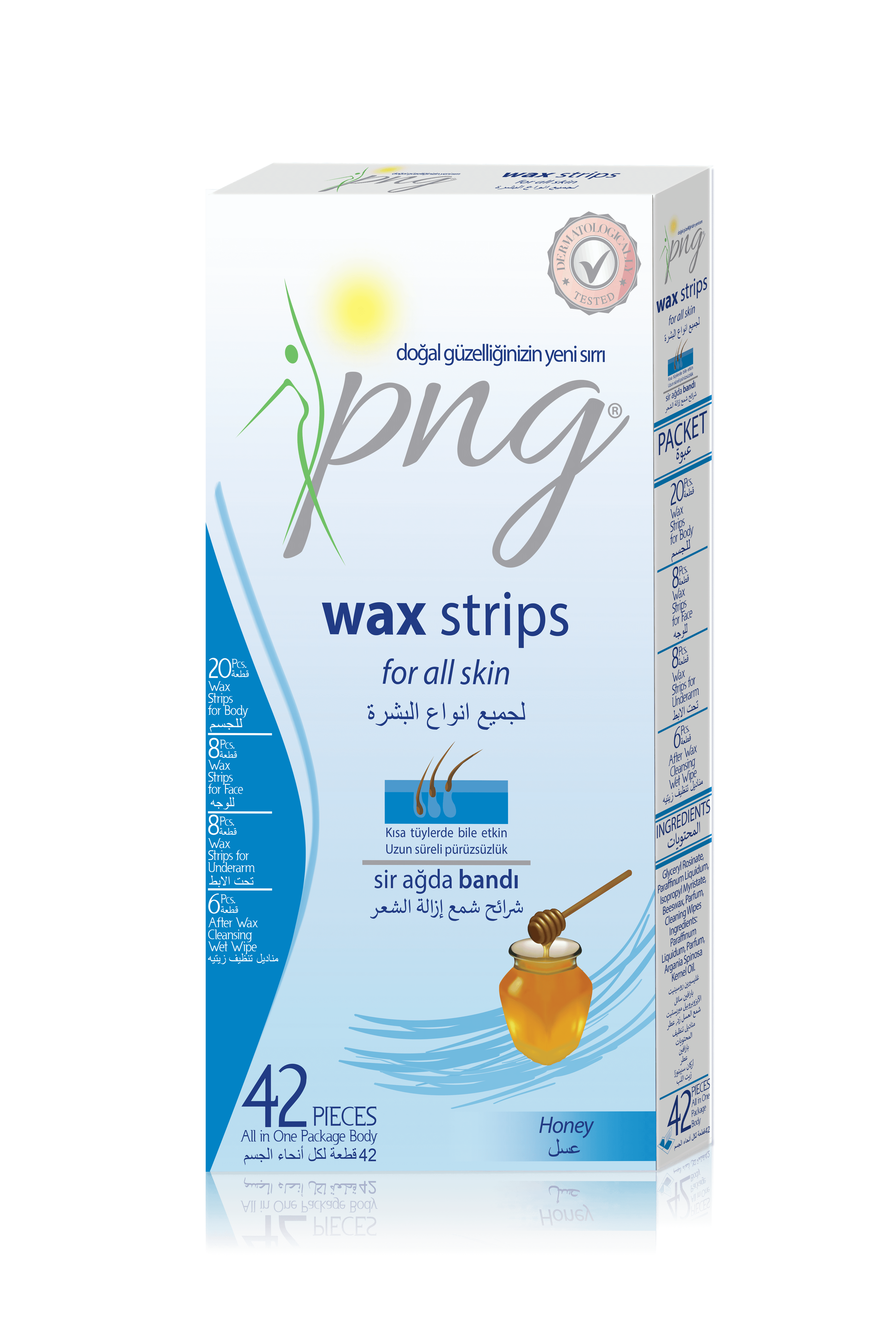 PNG Wax Strips / Honey / 42 Pieces