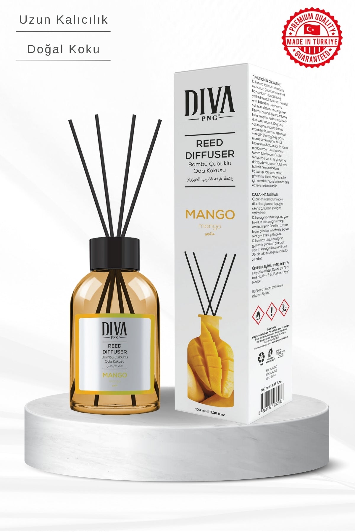 Mango Scented Reed Diffuser | Bamboo &amp; Natural Refreshing Essence 100ml