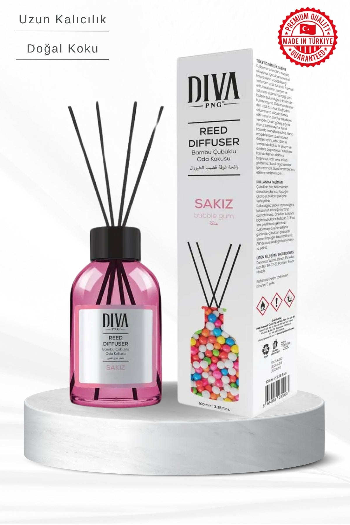 Bubble Gum Scented Reed Diffuser | Bamboo &amp; Refreshing Effect 100ml